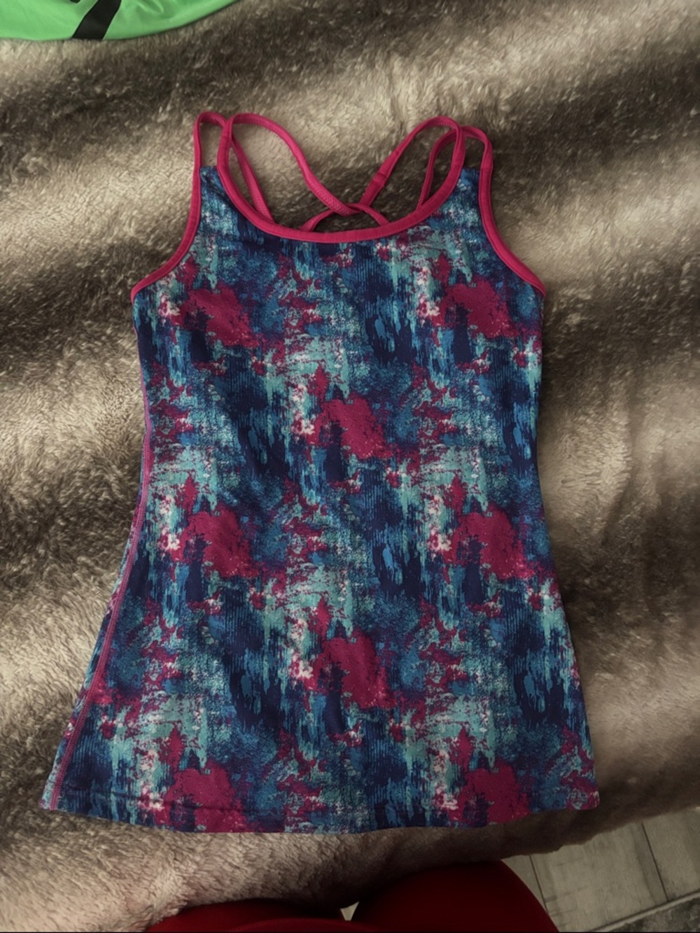 Women’s Patterned Strappy Tank Top - Blue & Magenta